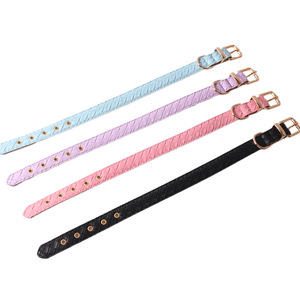 Ayarlanabilir PU Deri Örgülü Köpek Tasması ve Tasma Seti, Yumuşak Dolgulu Renkli Tasma, Köpekler için Gül Altın Metal Tokalı - Product Image 2