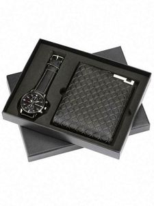 Conjunto de reloj y billetera de papel con embalaje exquisito para hombre, con movimiento de cuarzo y cierre de acero inoxidable, regalo para el día del padre, 2021 - Product Image 4