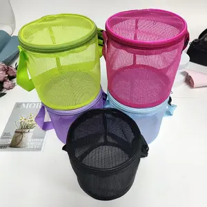 Hot Bán Ngoài Trời Bền Lưu Trữ Bãi Biển Túi Lớn Polyester Lưới Mua Sắm Tote Túi Nylon Lưới Túi Bãi Biển Với Túi