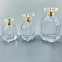 Flacon pulvérisateur de parfum en verre de 50 ml, transparent, rechargeable, avec bouchon en acrylique, emballage cosmétique