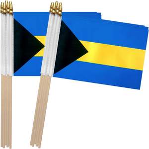 Haute Qualité Prêt À Expédier Bahamas Bâton Drapeau Bahaméen Caraïbes Petits Mini Drapeaux À Main 4x6 pouces - Product Image 1