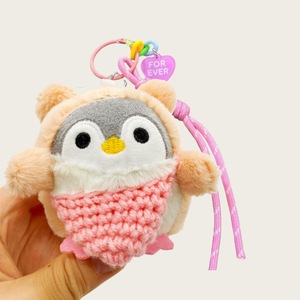 Llavero de pingüino de peluche suave con cordón trenzado y campana pequeña, accesorio para bolso cruzado, dijes para bolso, juguete de animal, regalos de recuerdo turístico - Product Image 5