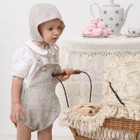 Barboteuse Bébé Réversible 100% Lin Respirante Écologique pour Nouveau-né, Tenue de Fête Colorée pour Bébé