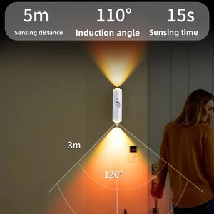 Lampe murale intelligente RGB à double tête avec détecteur de mouvement, veilleuse magnétique rechargeable, projecteur pour chambre, placard, jardin, décoration de pièce - Product Image 6