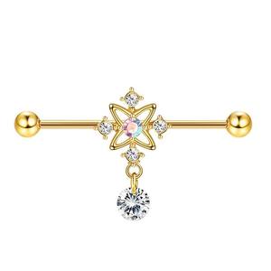 1 pièce breloque dorée pour <span class=keywords><strong>piercing</strong></span> en acier inoxydable pour femme <span class=keywords><strong>bijoux</strong></span> de fête pour <span class=keywords><strong>piercing</strong></span> de pont d'oreille en forme de fleur <span class=keywords><strong>bijoux</strong></span> de corps - Product Image 4