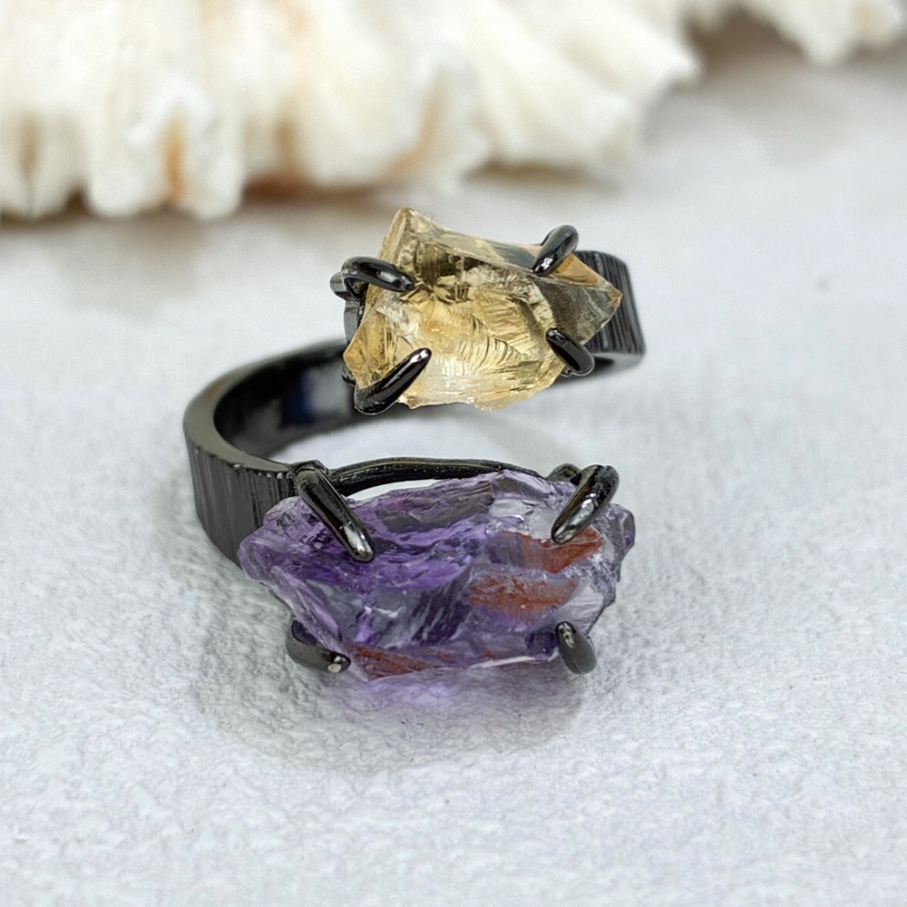 Citrino + ametista-nero/argento/oro