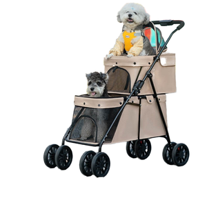 Cochecito de <span class=keywords><strong>perro</strong></span> de doble capa para 2 mascotas, transportador de viaje al aire libre, carros de 4 ruedas, <span class=keywords><strong>carrito</strong></span> plegable para mascotas para perros, gatos, cochecito para mascotas - Product Image 3