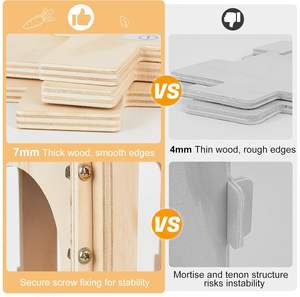 Gabbia per Piccoli Animali con Telaio in Legno e Coperchio Rimovibile Trasparente - Facile da Pulire per Criceti e Porcellini d'India - Product Image 4