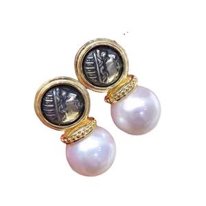 S925 <b>Silver</b> DIY Pearl Accessories Vintage Style <b>Stud</b> Earrings with 11-15mm Round Beads 21612 Empty Earnail Tray - Product Image 5