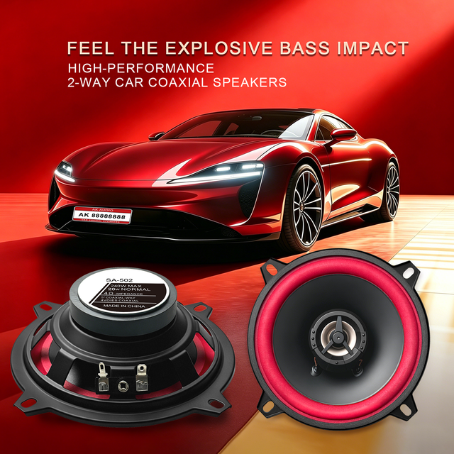 SA-502 5 Inch 2-Way Coaxial Car Speaker 20W RMS 4Ω PP Injection Cone ASV Voice Coil DC 9-36V 88dB Car Audio Door Speaker