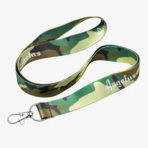 Logo personalizzato sublimazione della tintura poliestere soldato cordino seta tessuto collo Camo Camouflage cordino cinturino tessuto carta da lavoro cordini ID