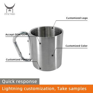 304 acier inoxydable métal mousqueton escalade tasse randonnée Camping voyage extérieur Double paroi tasse avec anneau en D crochet poignée - Product Image 3