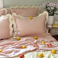 Housse de coussin en lin naturel personnalisée avec bordure festonnée colorée, toutes tailles, housse de coussin décorative en lin crème avec passepoil