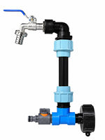 Adaptateur de robinet pour conteneur IBC, raccord de surélévation pour un seul IBC, bec de type laitier, valve droite, tuyau droit de 0,25 m/0,5 m pour fût