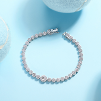 Bracelet tennis en moissanite, argent sterling 925, pierre centrale sertie en halo avec diamants, 16,5-19 cm, bijoux pour femmes