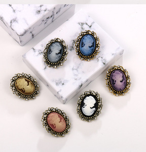 <span class=keywords><strong>Broche</strong></span> camée Weiman pour femme, ornement de poitrine, corsage tête de beauté, en alliage, strass et zircon, accessoire de vêtement pour le commerce extérieur - Product Image 6
