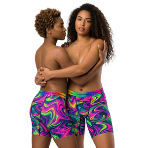 Culotte longue pour homme LGBT WLW à imprimé tourbillon holographique, coutures plates, tissu respirant et doux, logo personnalisé arc-<span class=keywords><strong>en</strong></span>-ciel, OEM, faible MOQ - Product Image 2