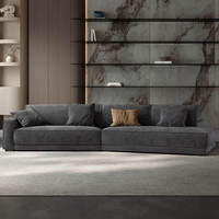 Conjuntos modernos de diseñador italiano de gama alta, muebles de nube de cuero modular en forma de L, sala de estar, hogar, sofá de plumas