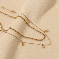 Bikini chaîne de taille bijoux pour femmes corde torsadée zircon goutte d'eau chaîne de ventre double couche chaîne de taille plaqué or 18 carats