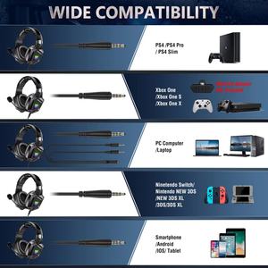 Casque de jeu filaire <span class=keywords><strong>Onikuma</strong></span> K8 avec microphone à réduction de bruit, son surround 7.1, casque supra-auriculaire, prise jack 3,5 mm - Product Image 6