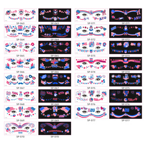 Nuevas pegatinas de tatuajes temporales fluorescentes para el Día de la Independencia de EE. UU., maquillaje facial, tatuajes brillantes de neón para fiestas en EE. UU. - Product Image 4