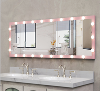 Dropshipping USA Miroir corporel rose 63*24 pouces avec lumières, miroir pleine longueur avec lumières