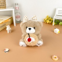 Mignon porte-clés en peluche ours en peluche, ours en peluche doux avec mini ours en peluche en forme de beignet, cadeau pour les enfants, les filles, cadeau d'anniversaire, kawaii