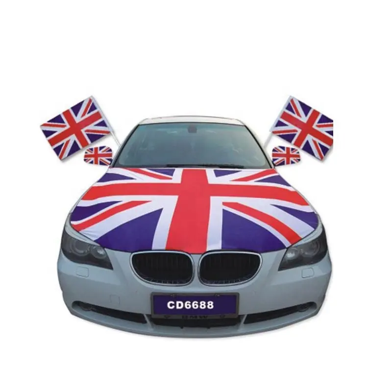 Hot Sale Custom England Flag Car Hood Cover 110*150 cm High Elastic Polyester Car Engine Fan Hood Flag