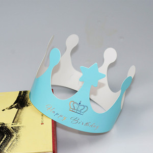 Birthday Crown Party Hat Paper Adjustable Unisex For Birthday Celebration Pink And Blue Iridescent 100 Pcs Each - Product Image 3