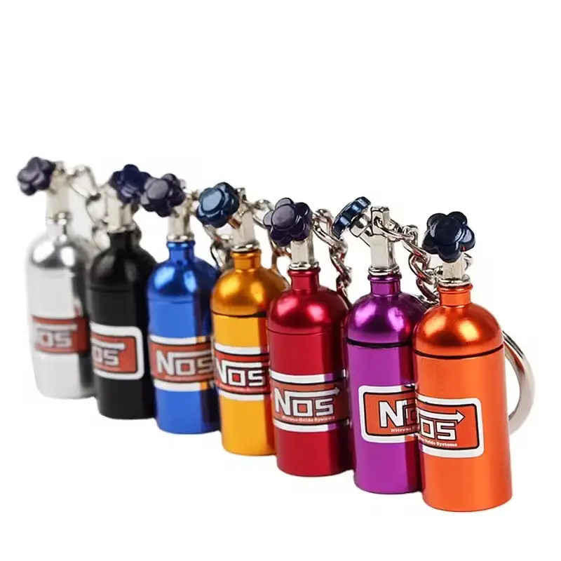Creative Mini Nos Nitrogen Bottle Keychain Metal Detachable Car Key Holder Handbag Pendant For Men Fashion Key Accessories Gift