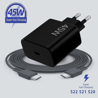 Kit de chargeur mural rapide 45W PD PPS avec prise EU/UK et câble Type-C vers C pour téléphone Samsung, ordinateur portable, CE RoHS OEM, vente en gros