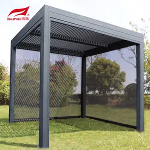 SUNC açık Modern elektrikli Pergola çatı veranda su geçirmez biyoiklim motorlu 5m x 3m alüminyum Pergola Pavilion