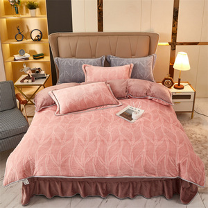 Parure <span class=keywords><strong>de</strong></span> lit trois ou quatre pièces en velours double lait et velours <span class=keywords><strong>de</strong></span> vison <span class=keywords><strong>imprimé</strong></span>, avec jupe <span class=keywords><strong>de</strong></span> lit, personnalisable avec logo OEM pour dortoir - Product Image 6