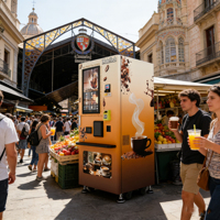 Distributeur automatique professionnel de cappuccino et de latte, écran tactile, options de paiement multiples, couleur personnalisable, automatique