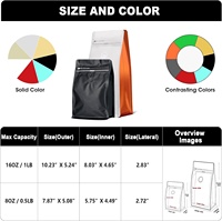 Offre Spéciale – Sachet Personnalisé Réutilisable à Fond Plat avec Fermeture Zip Refermable pour Grains de Café, Scellé à Chaud