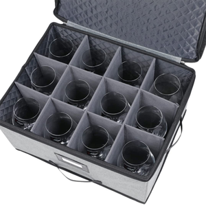 Boîte de rangement pour verres à vin, boîte rigide rembourrée et matelassée pour verrerie avec 12 séparateurs - Product Image 3