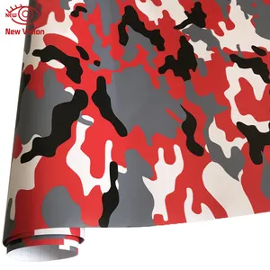 Araba Styling Camo vinil Wrap kırmızı gri beyaz kamuflaj vinil Film araç oto araba vücut sargıları