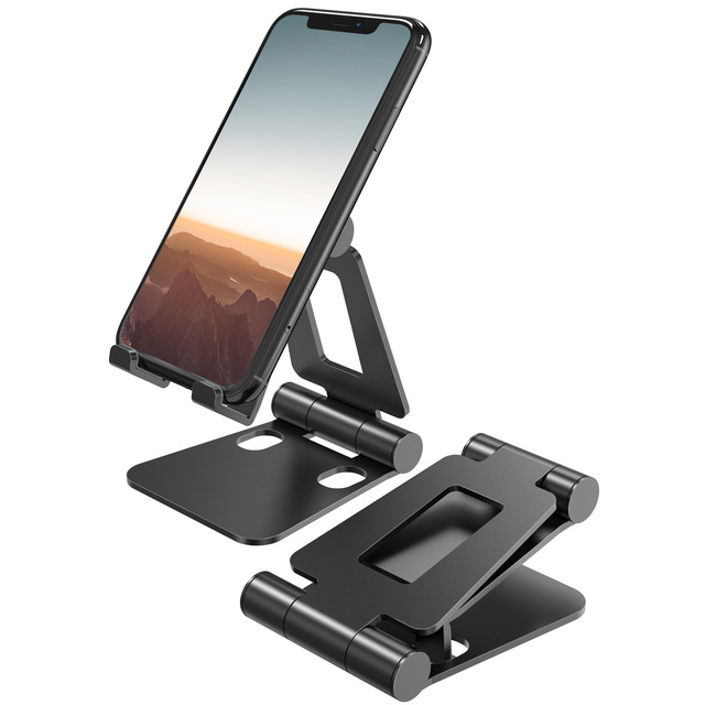 Dual Folding Cell Phone Stand Fully Adjustable Foldable Desktop Phone Holder