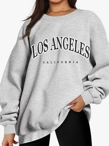 Felpa da <span class=keywords><strong>donna</strong></span> stile Casual Casual Casual da <span class=keywords><strong>donna</strong></span> tinta unita e Design a lettere <span class=keywords><strong>sostenibile</strong></span> tessuto traspirante tessuto lungo <span class=keywords><strong>abbigliamento</strong></span> - Product Image 2