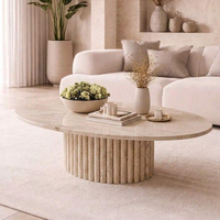 Table basse de luxe Newstar en pierre naturelle moderne, avec pieds cannelés, en Calacatta naturel, pour salon