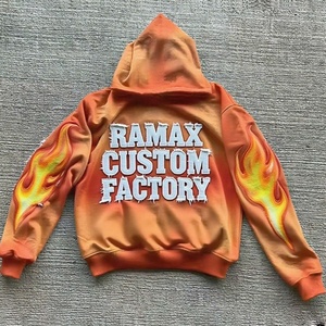 Sweat-shirts surdimensionnés en molleton épais sans cordon, personnalisés par l'usine RAMAX OEM, avec broderies épaisses, style streetwear pour hommes - Product Image 2