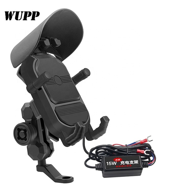 Anti-theft Shockproof Flexible Mobile Clip Fix Mount Water Proof Motorcycle Cell Phone Holder with Wireless Charger