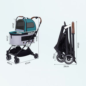 Lightweight 4-Wheel Pet Stroller <b>Foldable</b> and Portable Dog Cat Carriage with Transparent Pattern Travel Friendly Cat Dog Bag - Product Image 6