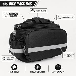 Sacoche de vélo multifonctionnelle imperméable grande capacité extensible avec housse de pluie et bandes réfléchissantes pour VTT - Product Image 3