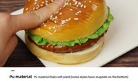 Balle anti-stress souple en PU, modèle de simulation de sandwich, hamburger et hot-dog, pour présentation en cuisine, accessoires alimentaires et décoration de café