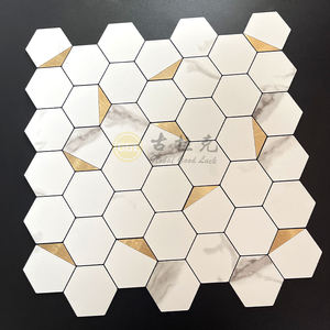 Décoration moderne hexagone PVC <span class=keywords><strong>vinyle</strong></span> auto-adhésif mosaïque autocollant peler et coller dosseret carreaux pour cuisine salle de bain chambre mur - Product Image 1