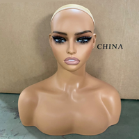 Mannequin Tête en Plastique avec Buste, Support pour Perruques et Présentoir à Bijoux