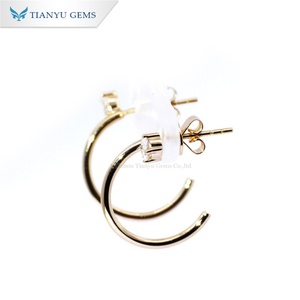 Tianyu Gems Oval Lab Diamonds Half Hoops Pendientes 18K 14K 10K Oro amarillo Mujeres Pendientes DE BODA Joyería Diseño simple Personalizado - Product Image 1