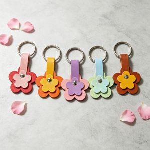 Flower Keychain for Purse Bag <b>Charms</b> Creative PU Leather Keychain Holder <b>Keyring</b> Fob Boho Accessories - Product Image 1