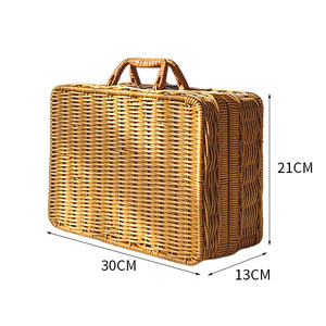 Rattan Trunk Rectangle Turmeric Color Jewelry <b>Box</b> <b>Storage</b> Organizer Cosmetic Case Souvenir Gift <b>Box</b> Picnic Bag Retro <b>Photo</b> Prop - Product Image 5